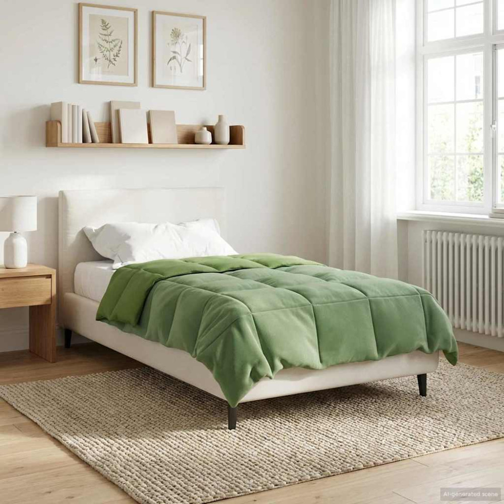 Produktbild för Full Års-Duvet Quiltad Grön 140 x 200 cm Mikrofiber