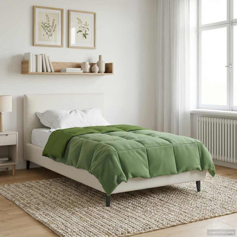 Produktbild för Full Års-Duvet Quiltad Grön 155 x 200 cm Mikrofiber