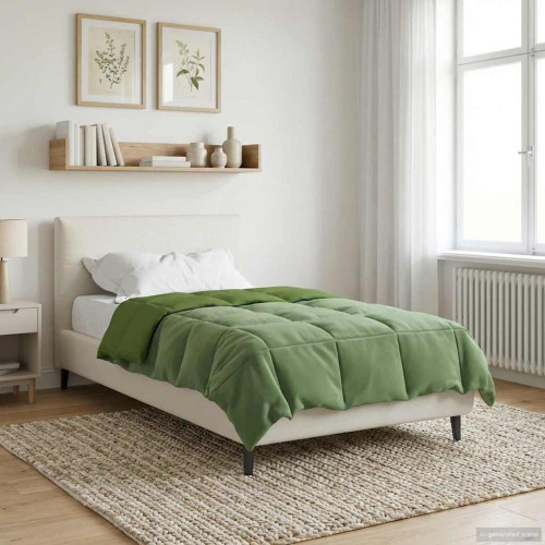 vidaXL Full Års-Duvet Quiltad Grön 155 x 200 cm Mikrofiber