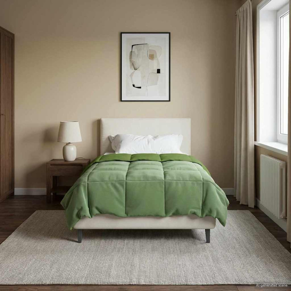 Produktbild för Full Års-Duvet Quiltad Grön 155 x 200 cm Mikrofiber