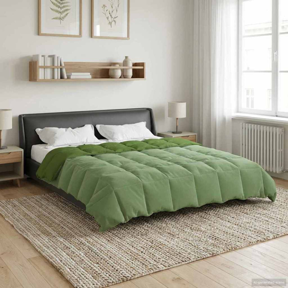 Produktbild för Full Års-Duvet Quiltad Grön 200 x 200 cm Mikrofiber