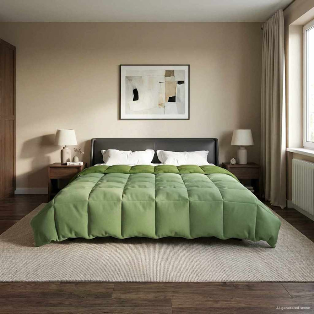 Produktbild för Full Års-Duvet Quiltad Grön 200 x 240 cm Mikrofiber