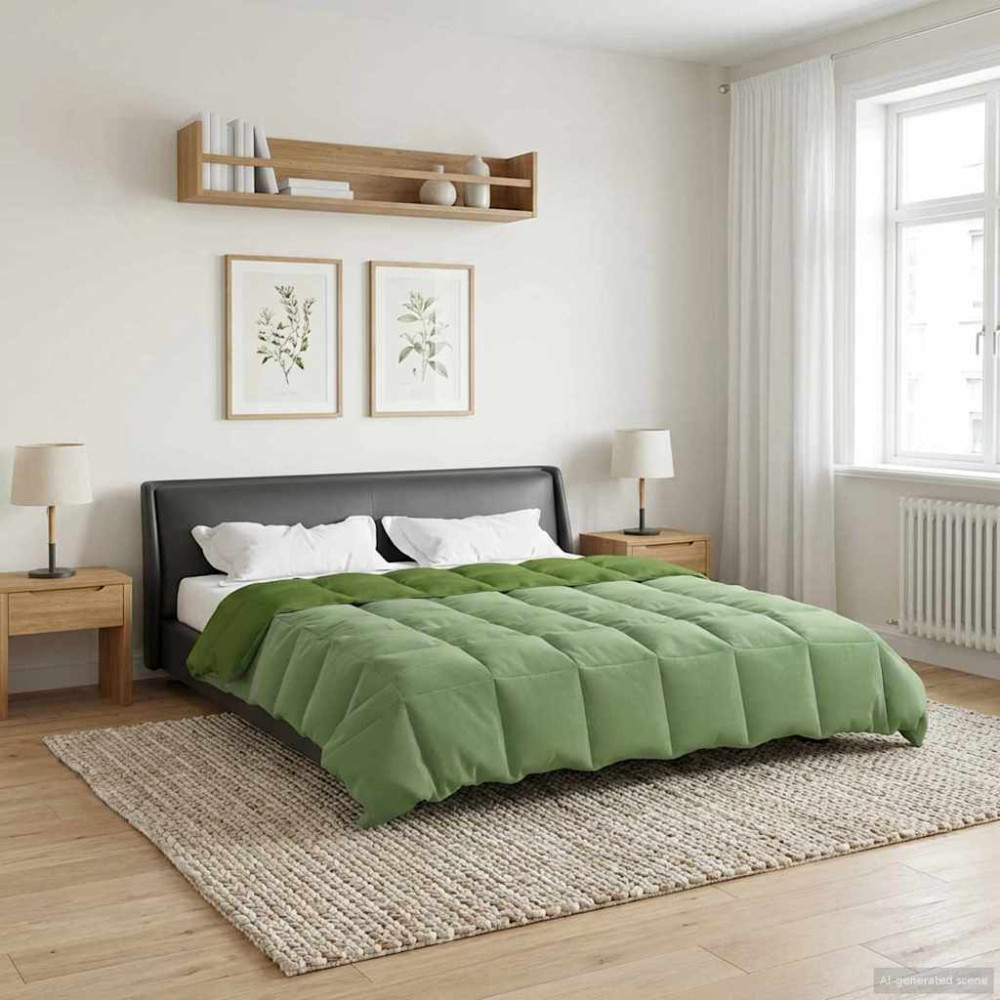 Produktbild för Full Års-Duvet Quiltad Grön 200 x 240 cm Mikrofiber
