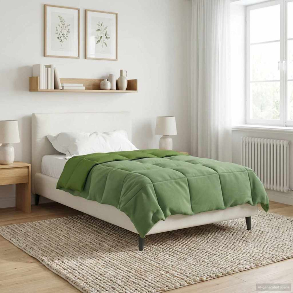 Produktbild för Full Års-Duvet Quiltad Grön 155 x 220 cm Mikrofiber