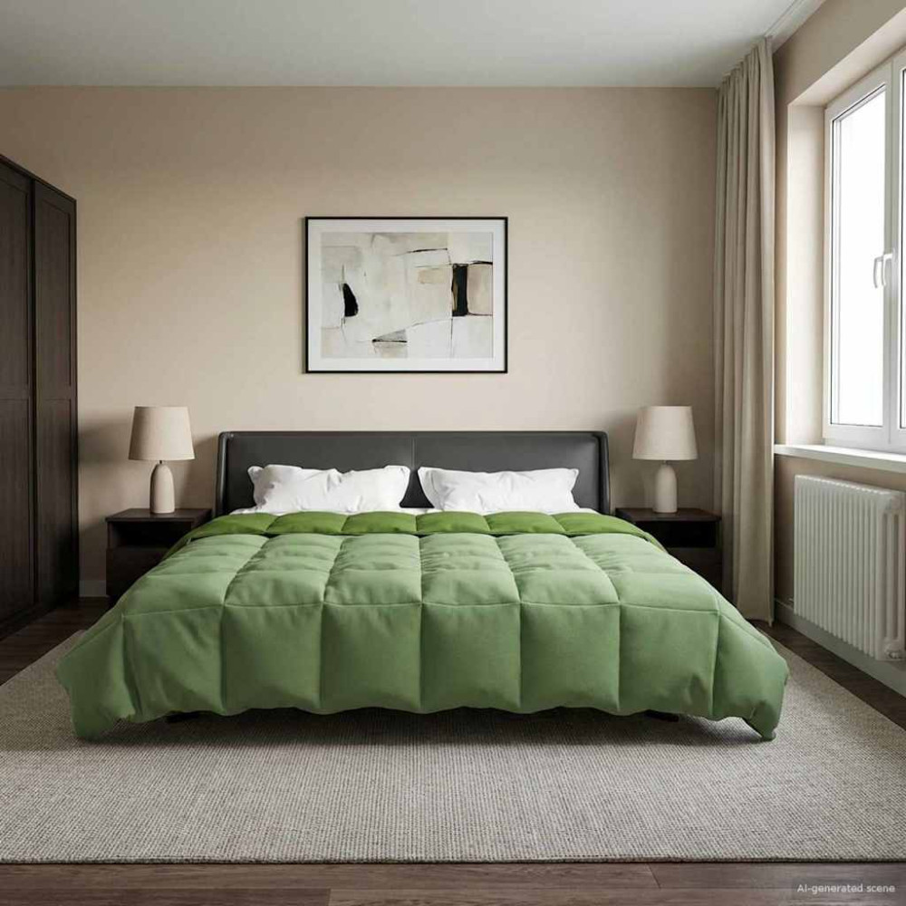 Produktbild för Full Års-Duvet Quiltad Grön 200 x 220 cm Mikrofiber
