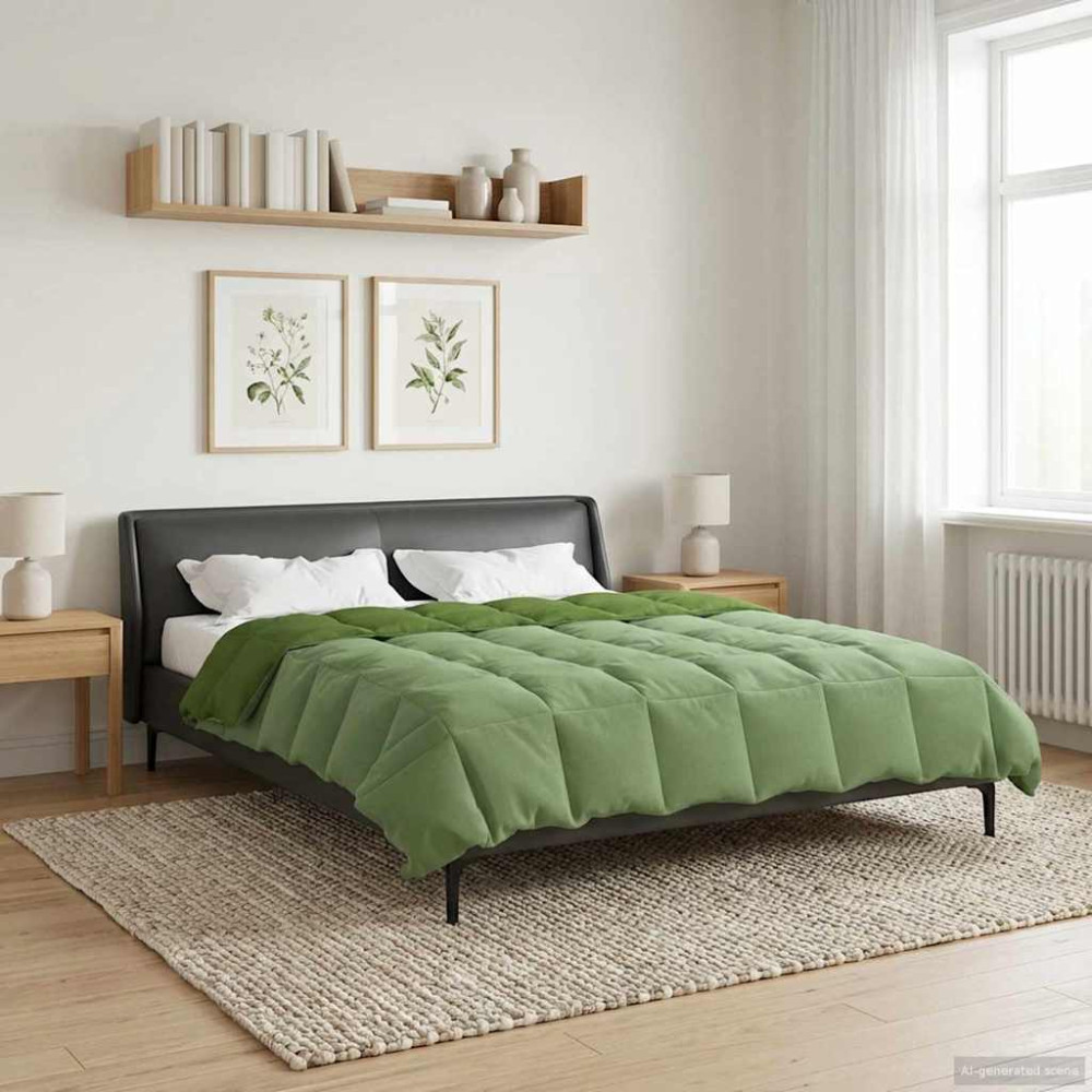 Produktbild för Full Års-Duvet Quiltad Grön 220 x 260 cm Mikrofiber
