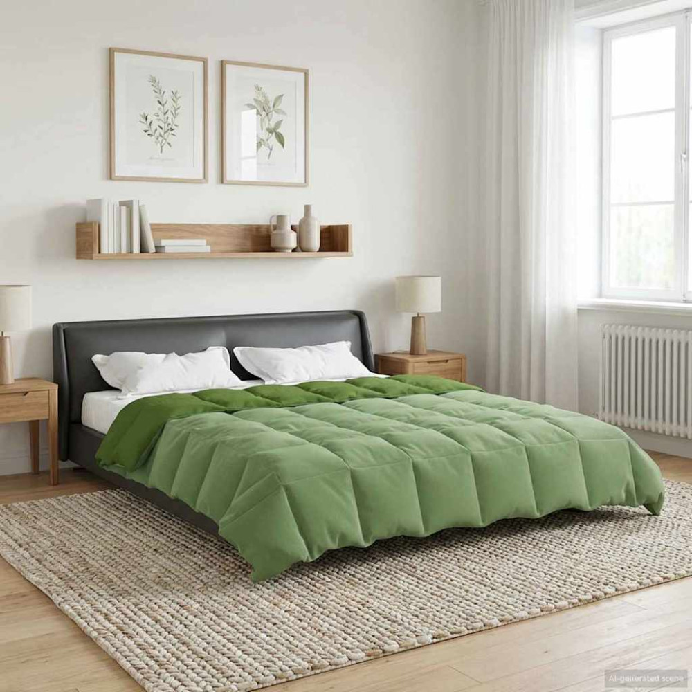 Produktbild för Full Års-Duvet Quiltad Grön 240 x 260 cm Mikrofiber