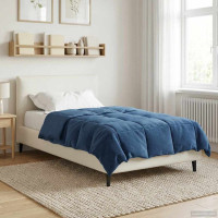 Produktbild för Full Års-Duvet Quiltad Mörkblå 135 x 200 cm Mikrofiber