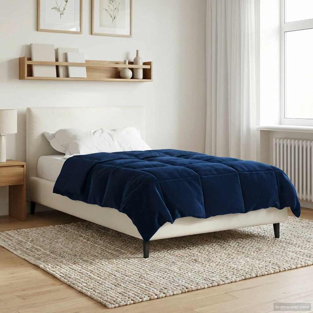 Produktbild för Full Års-Duvet Quiltad Mörkblå 140 x 200 cm Mikrofiber