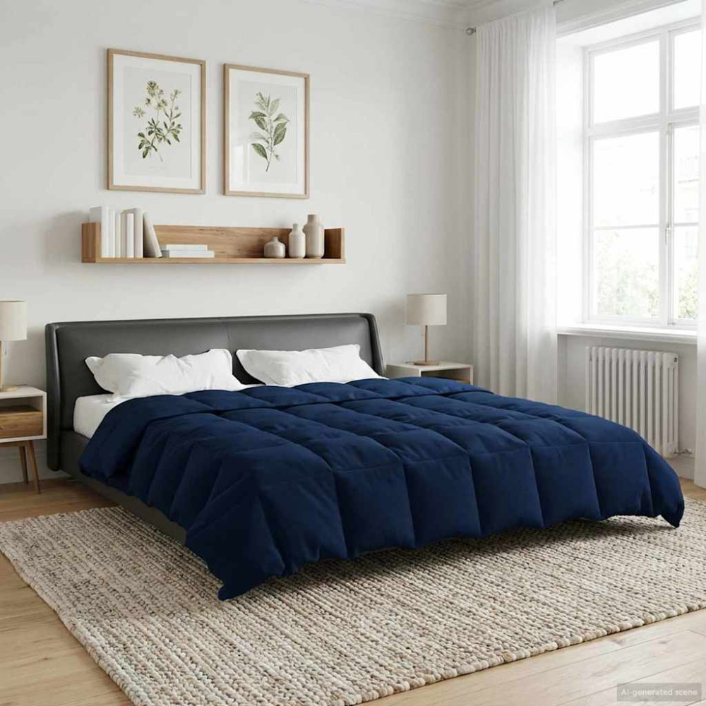 Produktbild för Full Års-Duvet Quiltad Mörkblå 200 x 200 cm Mikrofiber