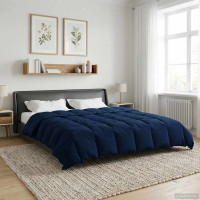 Produktbild för Full Års-Duvet Quiltad Mörkblå 200 x 200 cm Mikrofiber