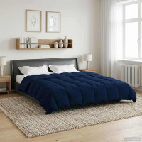 Produktbild för Full Års-Duvet Quiltad Mörkblå 200 x 240 cm Mikrofiber