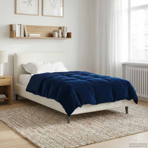 vidaXL Full Års-Duvet Quiltad Mörkblå 140 x 220 cm Mikrofiber