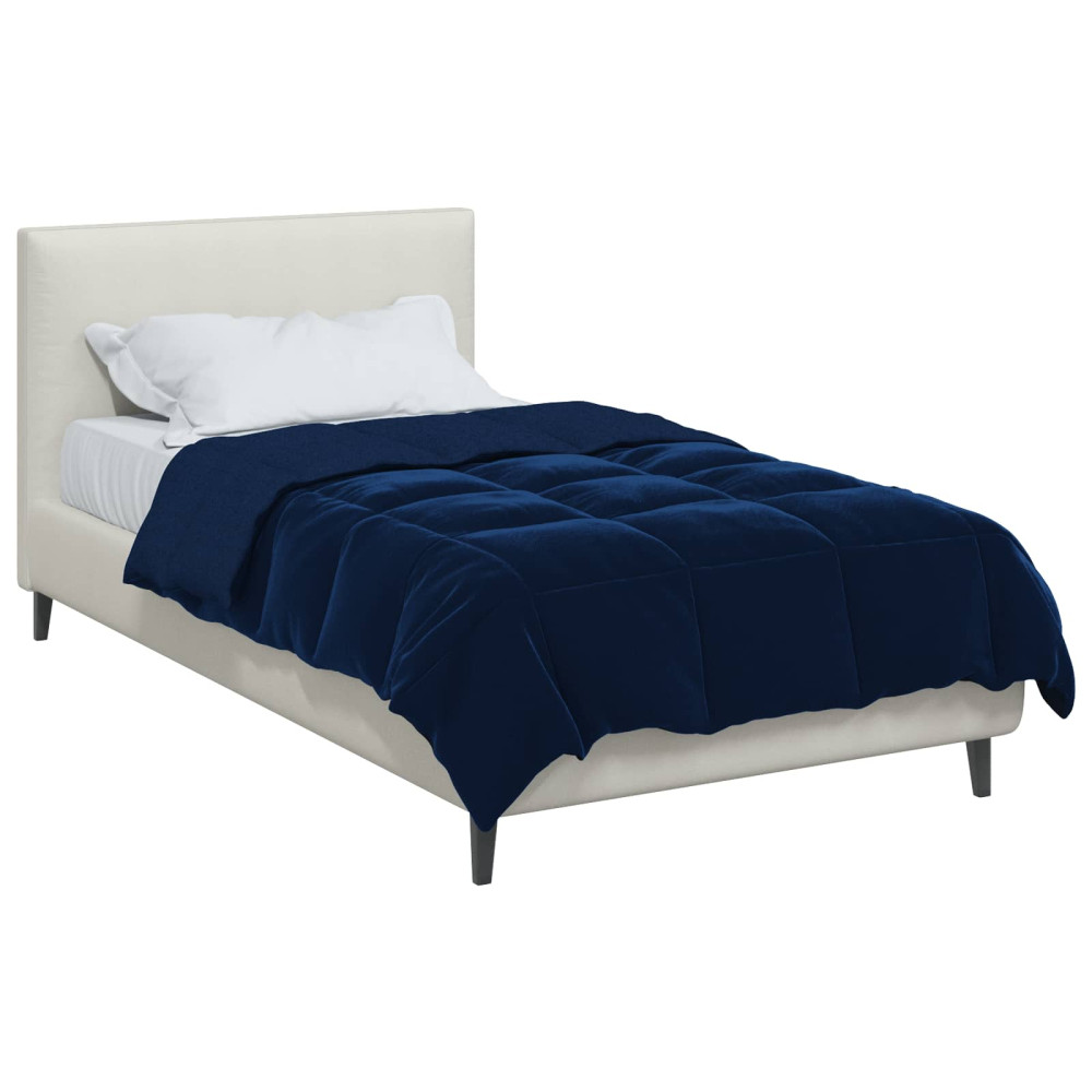 Produktbild för Full Års-Duvet Quiltad Mörkblå 140 x 220 cm Mikrofiber