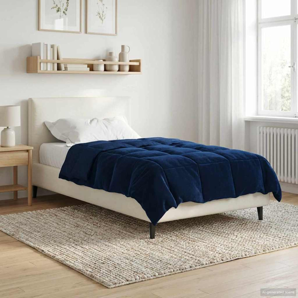 Produktbild för Full Års-Duvet Quiltad Mörkblå 155 x 220 cm Mikrofiber