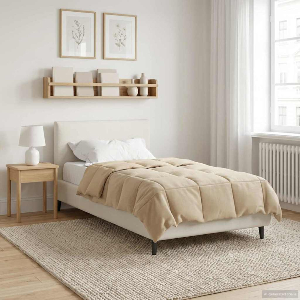 Produktbild för Full Års-Duvet Quiltad Kräm 135 x 200 cm Mikrofiber