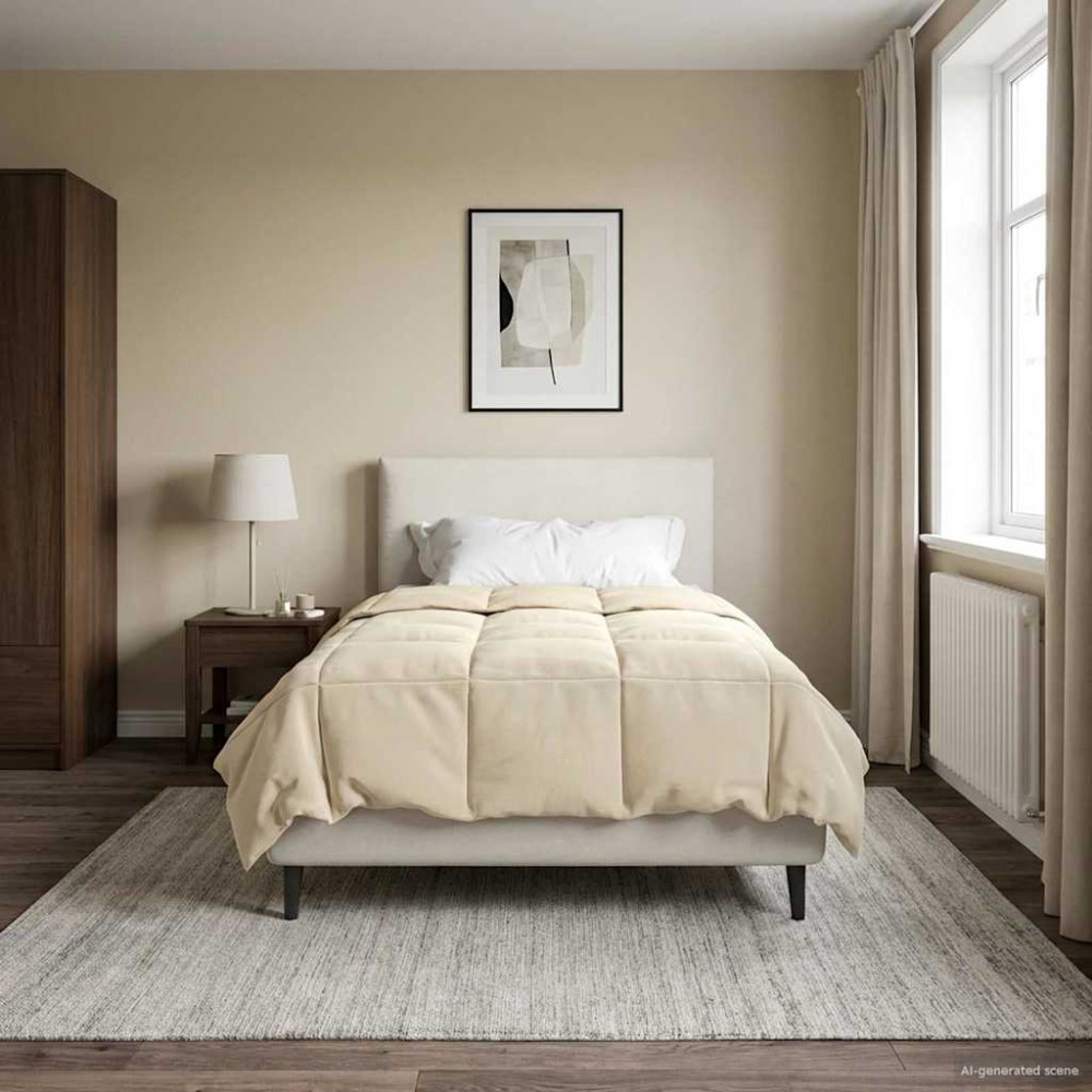 Produktbild för Full Års-Duvet Quiltad Kräm 135 x 200 cm Mikrofiber