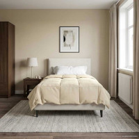 Produktbild för Full Års-Duvet Quiltad Kräm 135 x 200 cm Mikrofiber