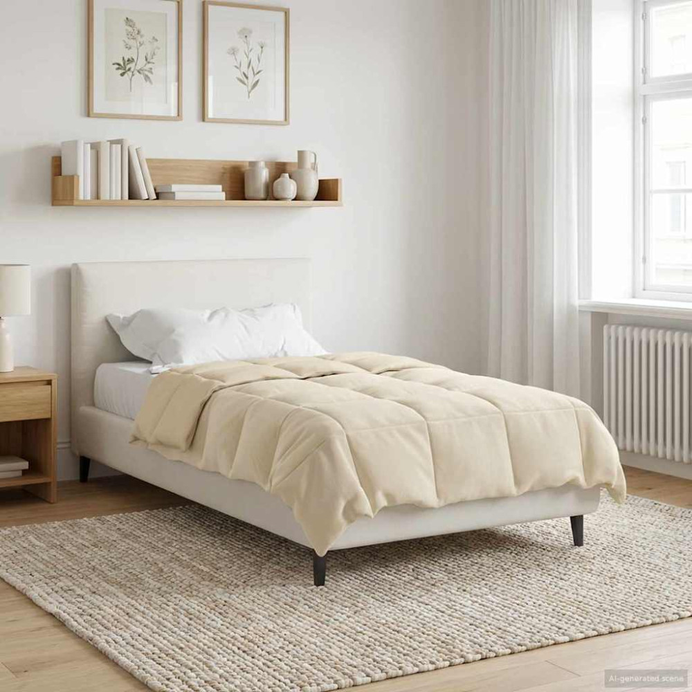 Produktbild för Full Års-Duvet Quiltad Kräm 155 x 200 cm Mikrofiber