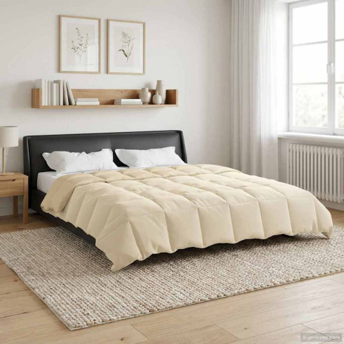 vidaXL Full Års-Duvet Quiltad Kräm 200 x 200 cm Mikrofiber
