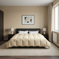 Produktbild för Full Års-Duvet Quiltad Kräm 200 x 200 cm Mikrofiber