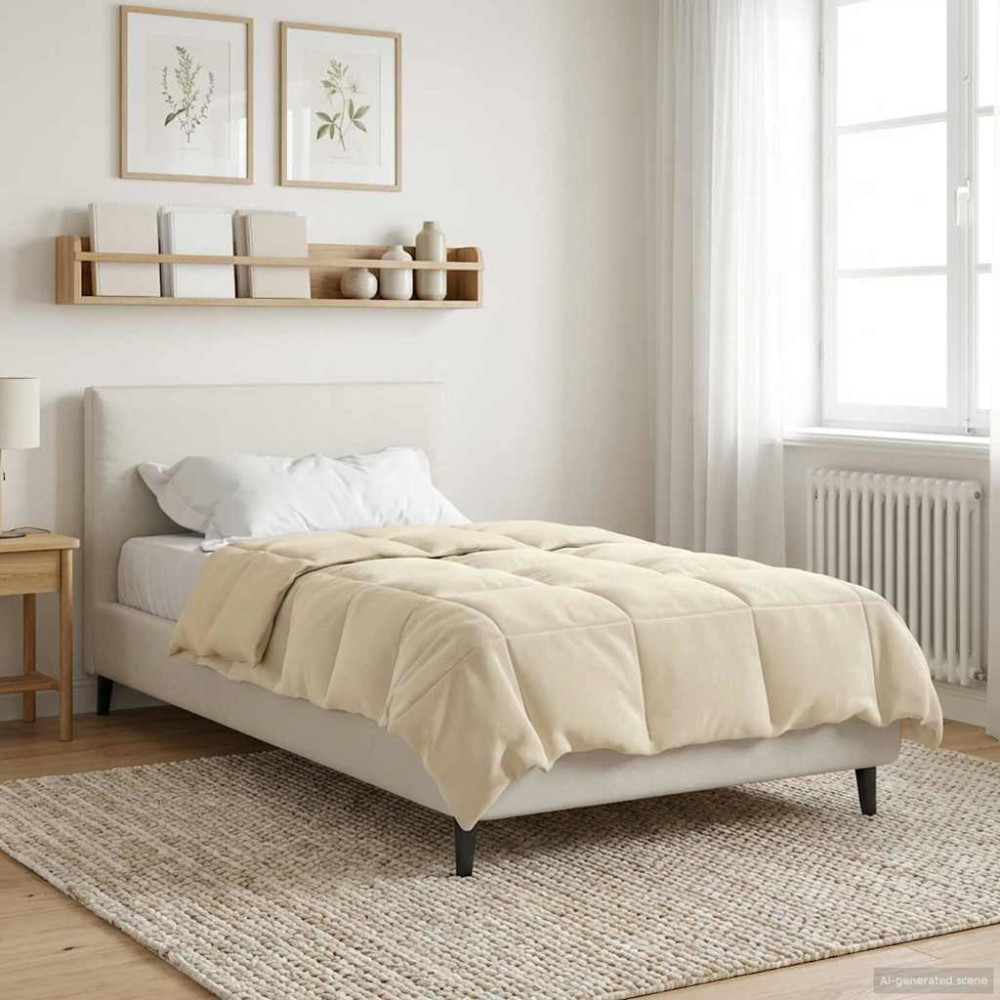 Produktbild för Full Års-Duvet Quiltad Kräm 135 x 220 cm Mikrofiber