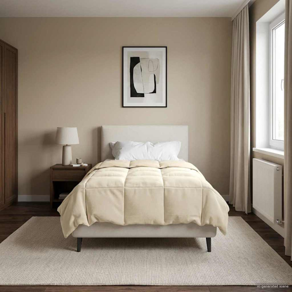 Produktbild för Full Års-Duvet Quiltad Kräm 135 x 220 cm Mikrofiber