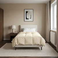 Produktbild för Full Års-Duvet Quiltad Kräm 135 x 220 cm Mikrofiber
