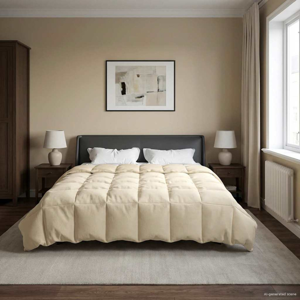 Produktbild för Full Års-Duvet Quiltad Kräm 200 x 220 cm Mikrofiber
