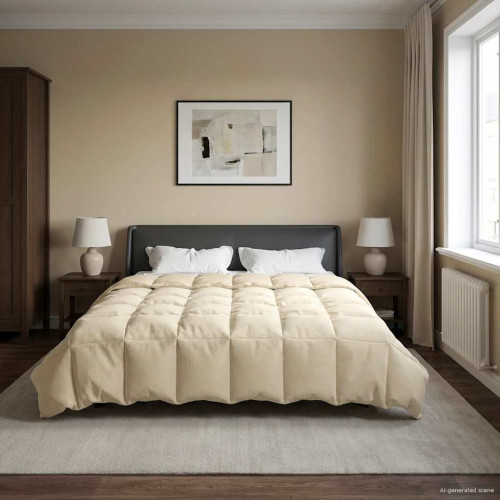 vidaXL Full Års-Duvet Quiltad Kräm 200 x 220 cm Mikrofiber