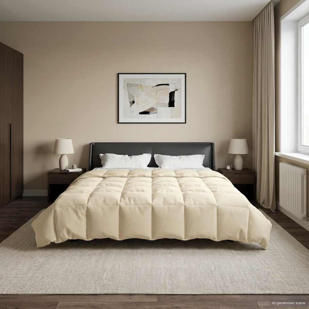 Produktbild för Full Års-Duvet Quiltad Kräm 220 x 240 cm Mikrofiber