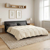 Produktbild för Full Års-Duvet Quiltad Kräm 220 x 240 cm Mikrofiber