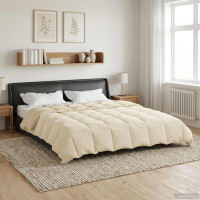 Produktbild för Full Års-Duvet Quiltad Kräm 220 x 260 cm Mikrofiber
