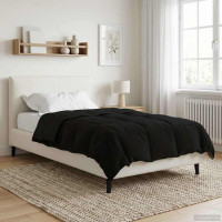 Produktbild för Vinter Täcke Quiltad Svart 140 x 220 cm Mikrofiber