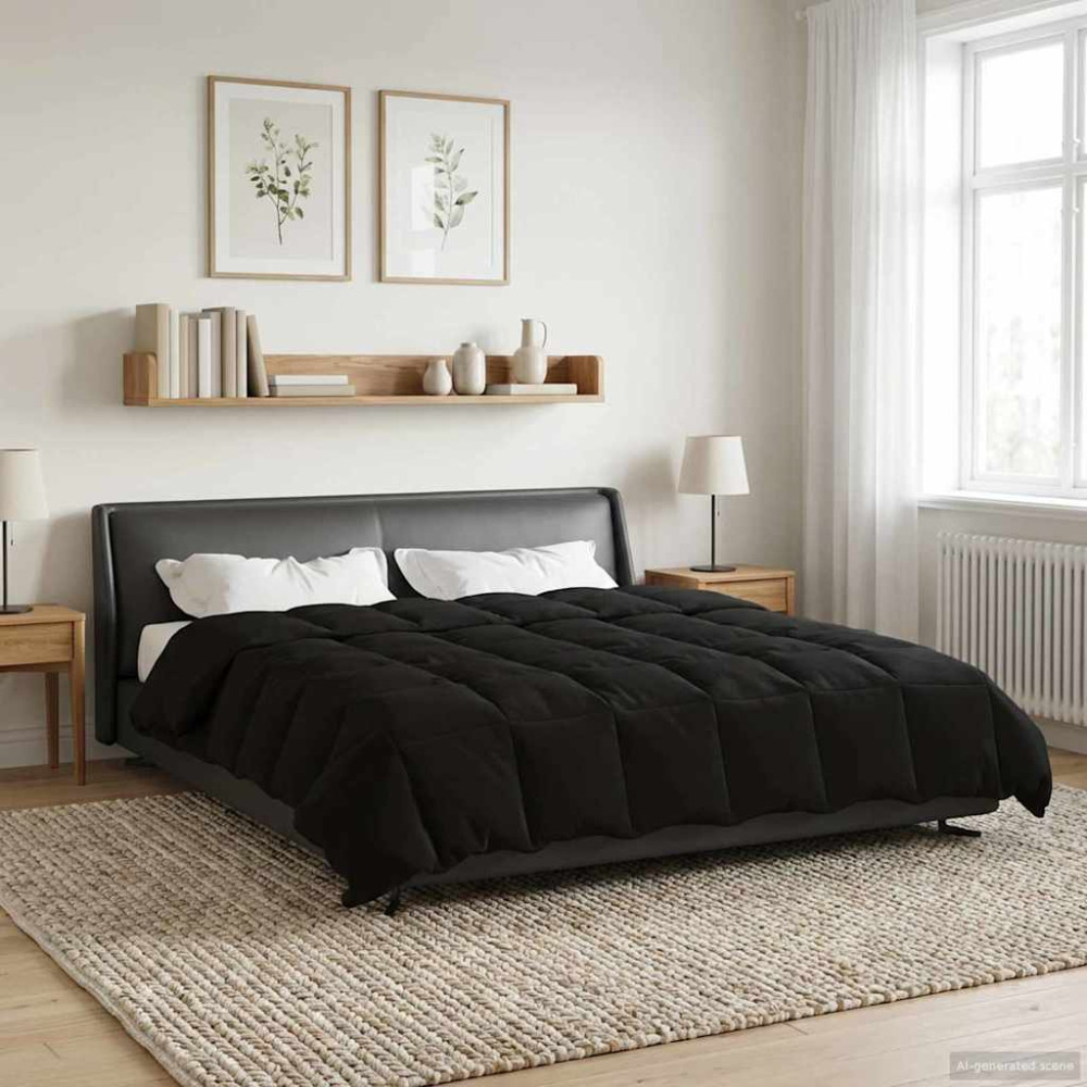 Produktbild för Vinter Täcke Quiltad Svart 220 x 240 cm Mikrofiber