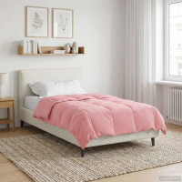 Produktbild för Vinter Täcke Quiltad Rosa 135 x 200 cm Mikrofiber
