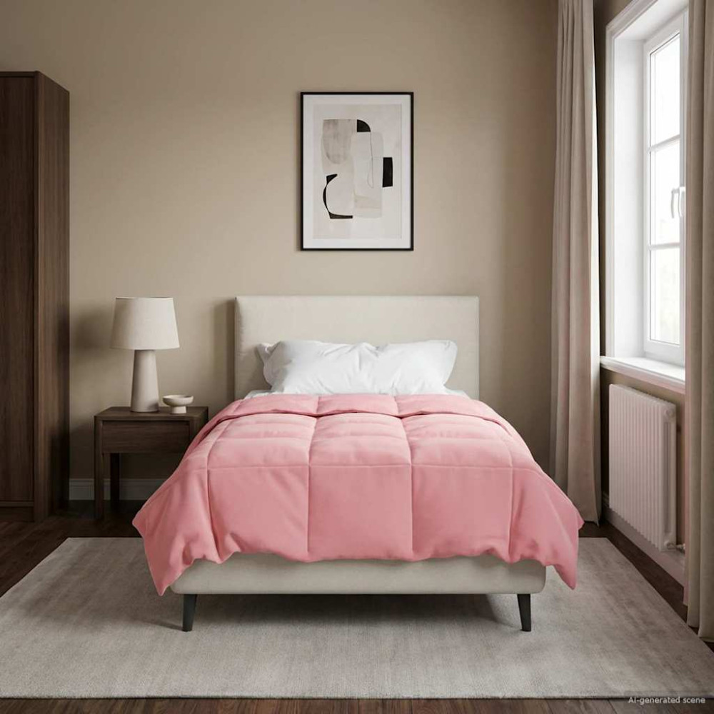 Produktbild för Vinter Täcke Quiltad Rosa 140 x 200 cm Mikrofiber