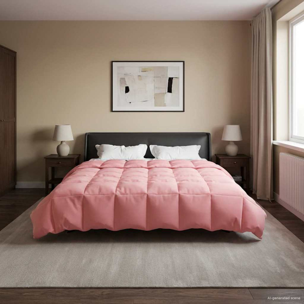 Produktbild för Vinter Täcke Quiltad Rosa 200 x 240 cm Mikrofiber