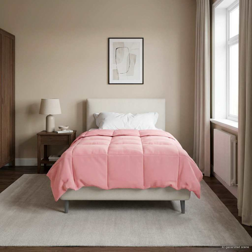 Produktbild för Vinter Täcke Quiltad Rosa 140 x 220 cm Mikrofiber
