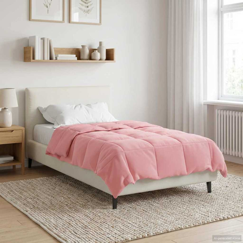 Produktbild för Vinter Täcke Quiltad Rosa 140 x 220 cm Mikrofiber