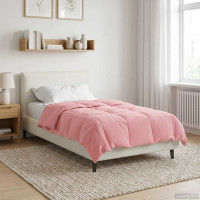 Produktbild för Vinter Täcke Quiltad Rosa 140 x 220 cm Mikrofiber