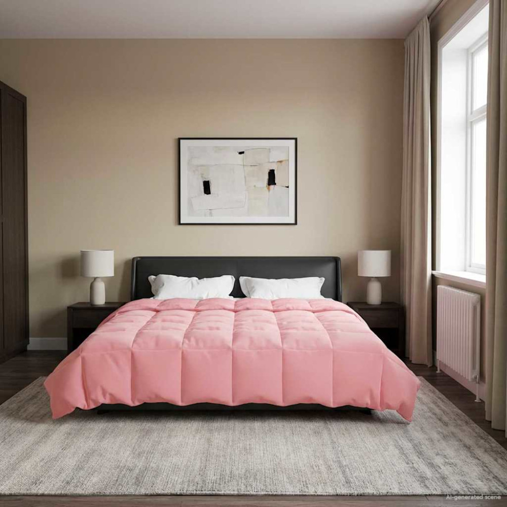 Produktbild för Vinter Täcke Quiltad Rosa 200 x 220 cm Mikrofiber