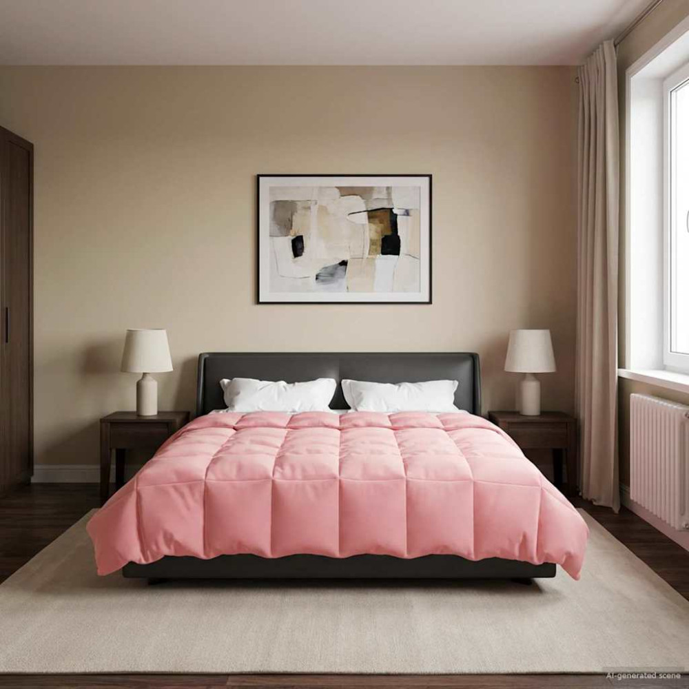 Produktbild för Vinter Täcke Quiltad Rosa 220 x 240 cm Mikrofiber