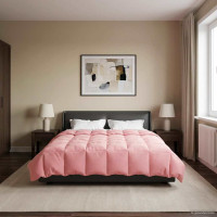 Produktbild för Vinter Täcke Quiltad Rosa 220 x 240 cm Mikrofiber