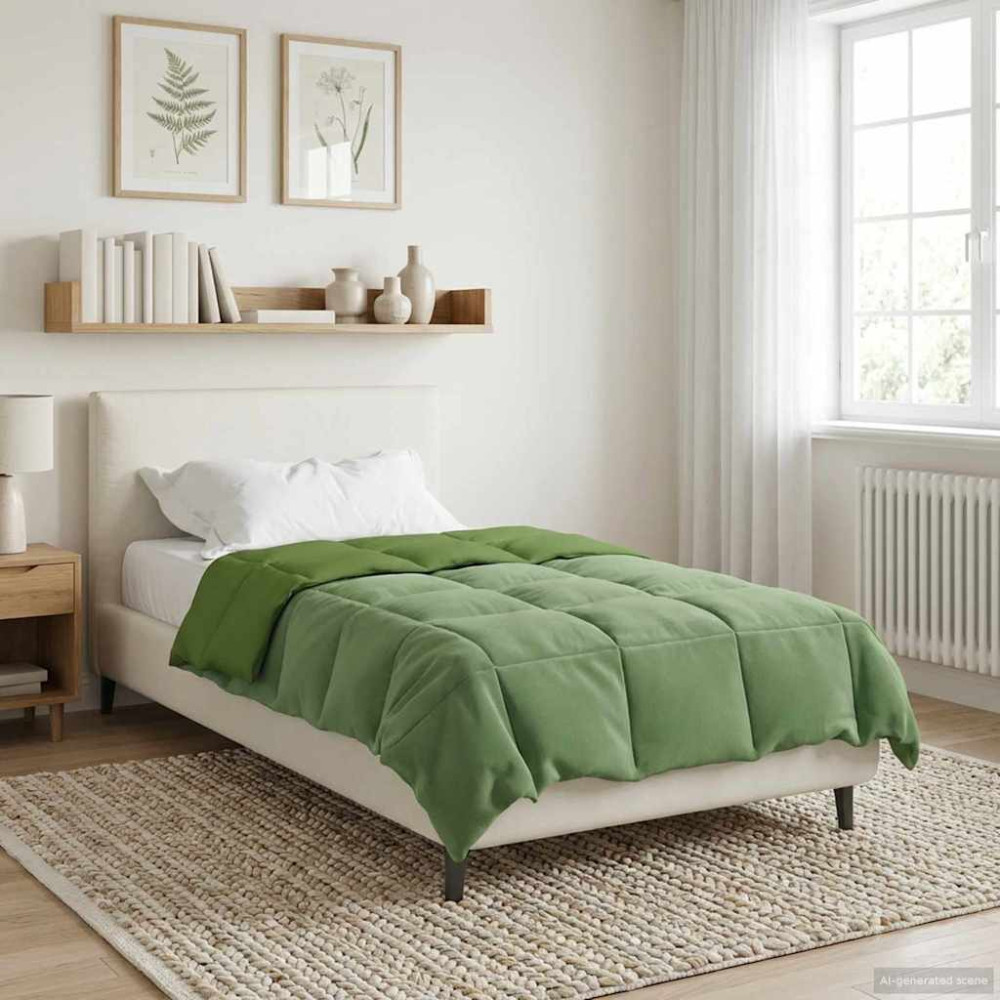 Produktbild för Vinter Täcke Quiltad Grön 140 x 200 cm Mikrofiber