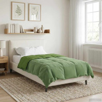 Produktbild för Vinter Täcke Quiltad Grön 140 x 200 cm Mikrofiber