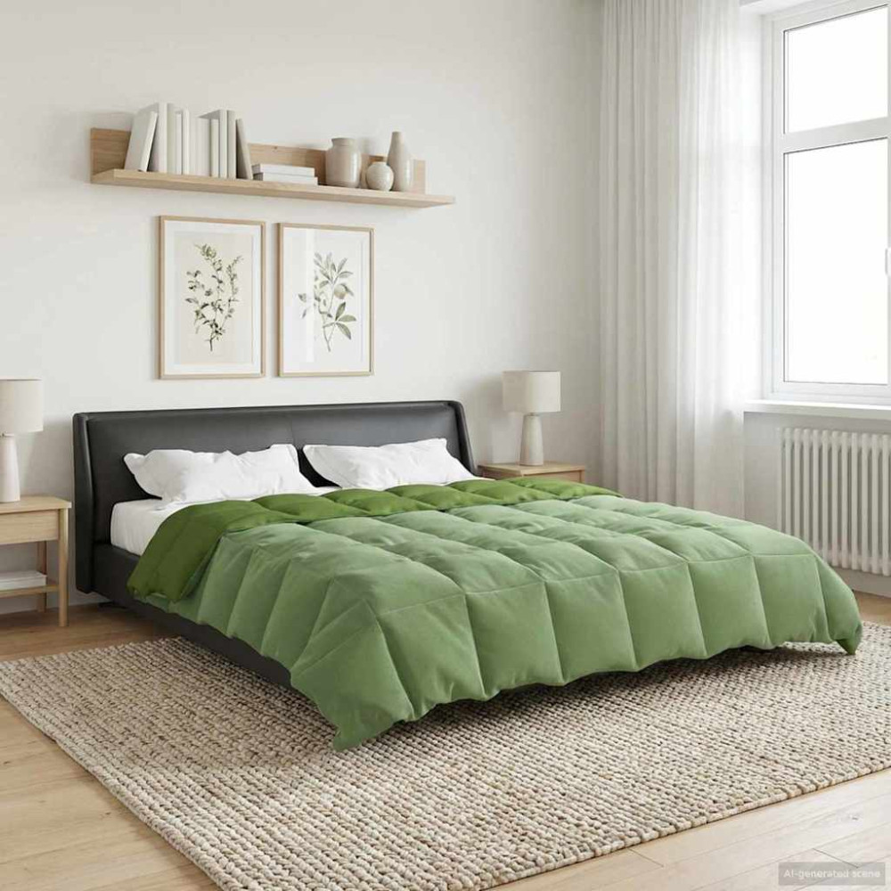 Produktbild för Vinter Täcke Quiltad Grön 200 x 200 cm Mikrofiber