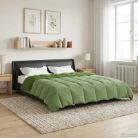 Produktbild för Vinter Täcke Quiltad Grön 200 x 240 cm Mikrofiber