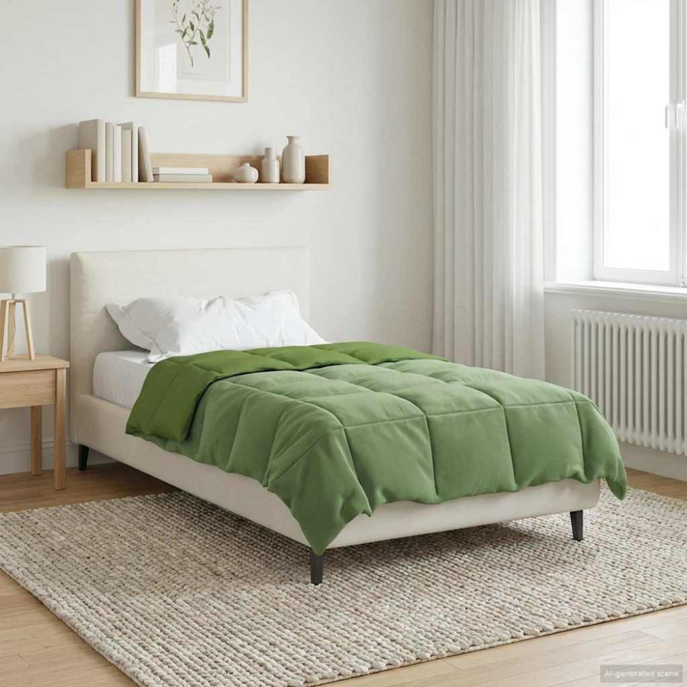 Produktbild för Vinter Täcke Quiltad Grön 155 x 220 cm Mikrofiber