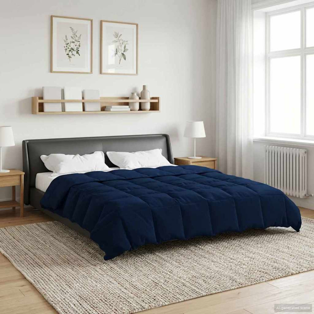 Produktbild för Vinter Täcke Quiltad Mörkblå 200 x 240 cm Mikrofiber
